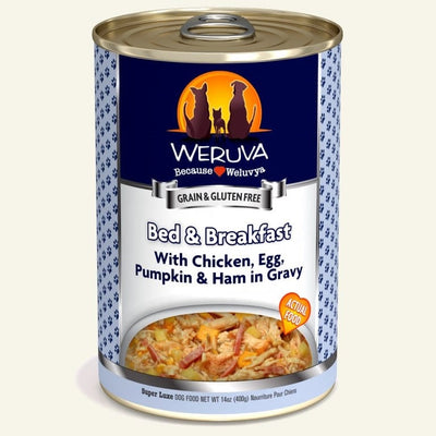 Weruva Dog Bed and Breakfast with Chicken; Egg; Pumpkin and Ham in Gravy 14oz. Case Of 12