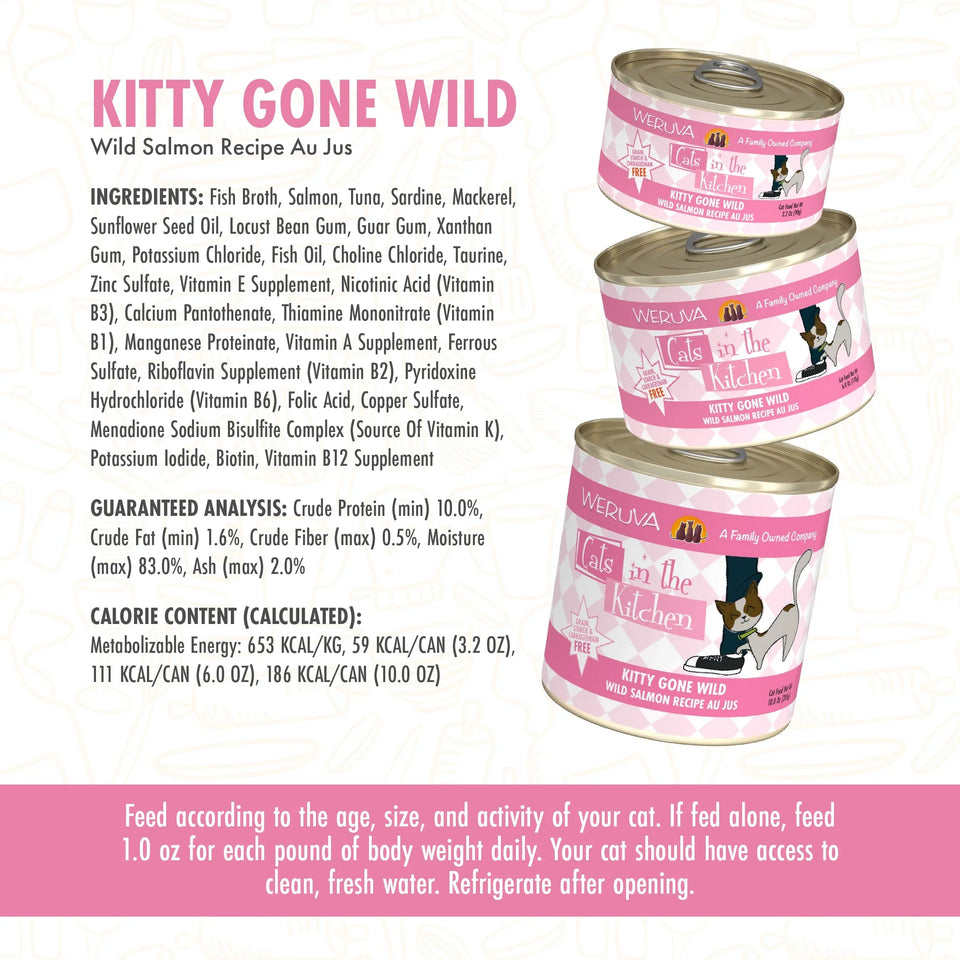 Cats in The Kitchen Kitty Gone Wild, Wild Salmon Recipe, 6 oz 24 ct