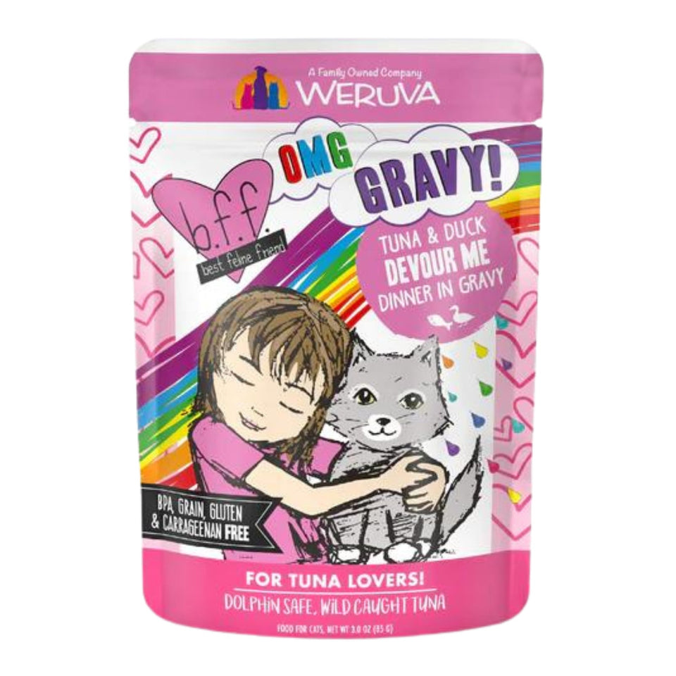 BFF Cat Omg Tuna & Duck Devour Me Dinner in Gravy 3 oz. 12 ct