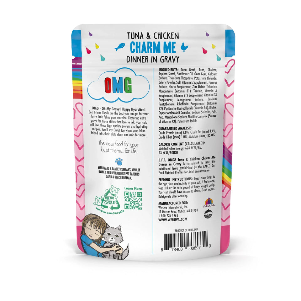 Bff Cat OMG Charm Me Tuna and Chicken Dinner in Gravy 3.0 oz. 12 ct