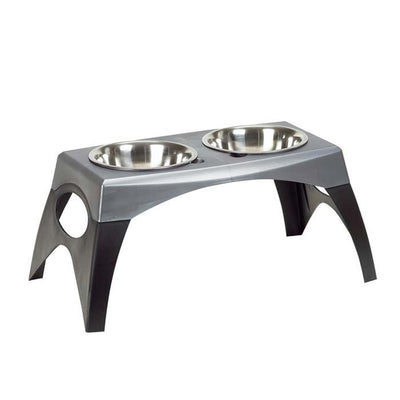 Bergan Stormcloud Elevated Dog Feeder Double Bowl Black/Grey Medium