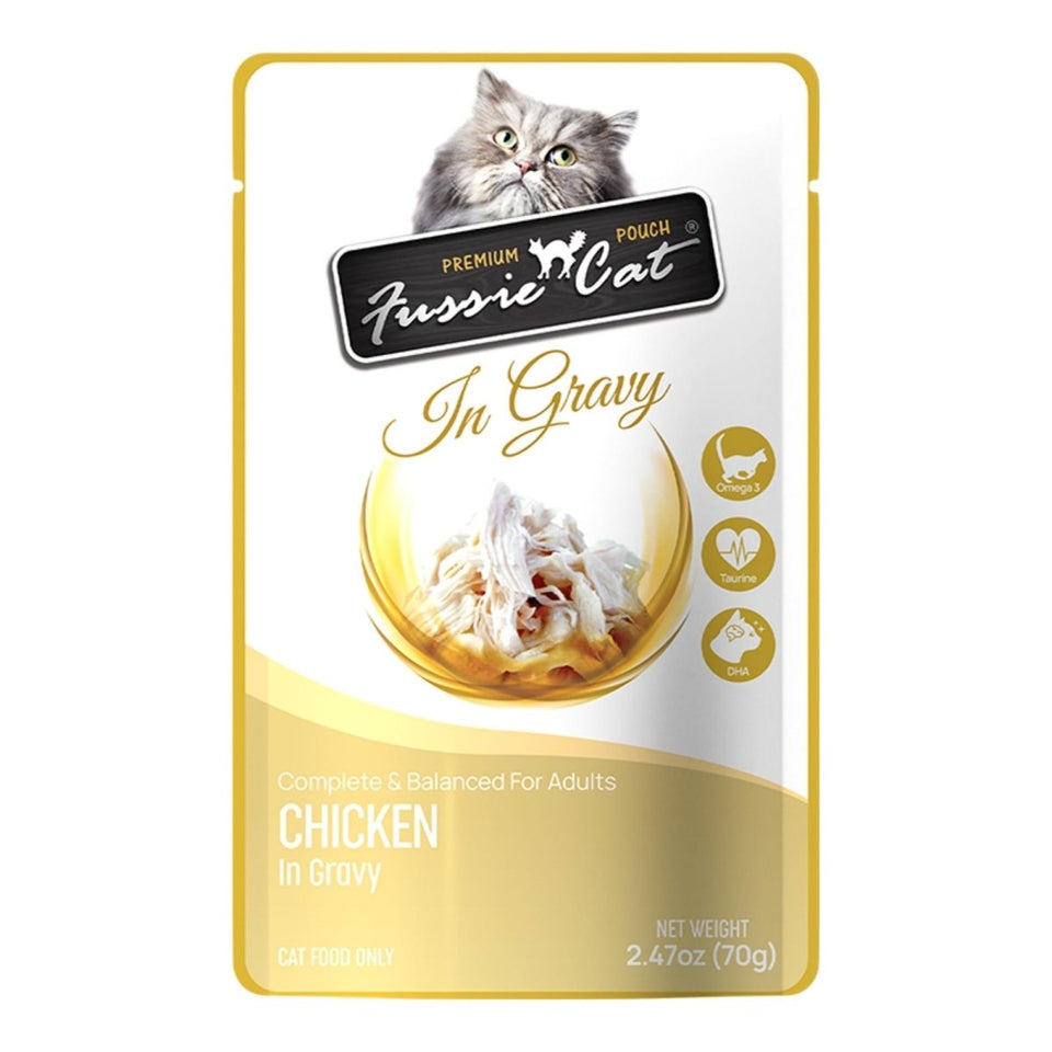 Fussie Cat Premium Chicken in Gravy Wet Cat Food Pouch, 2.47 oz