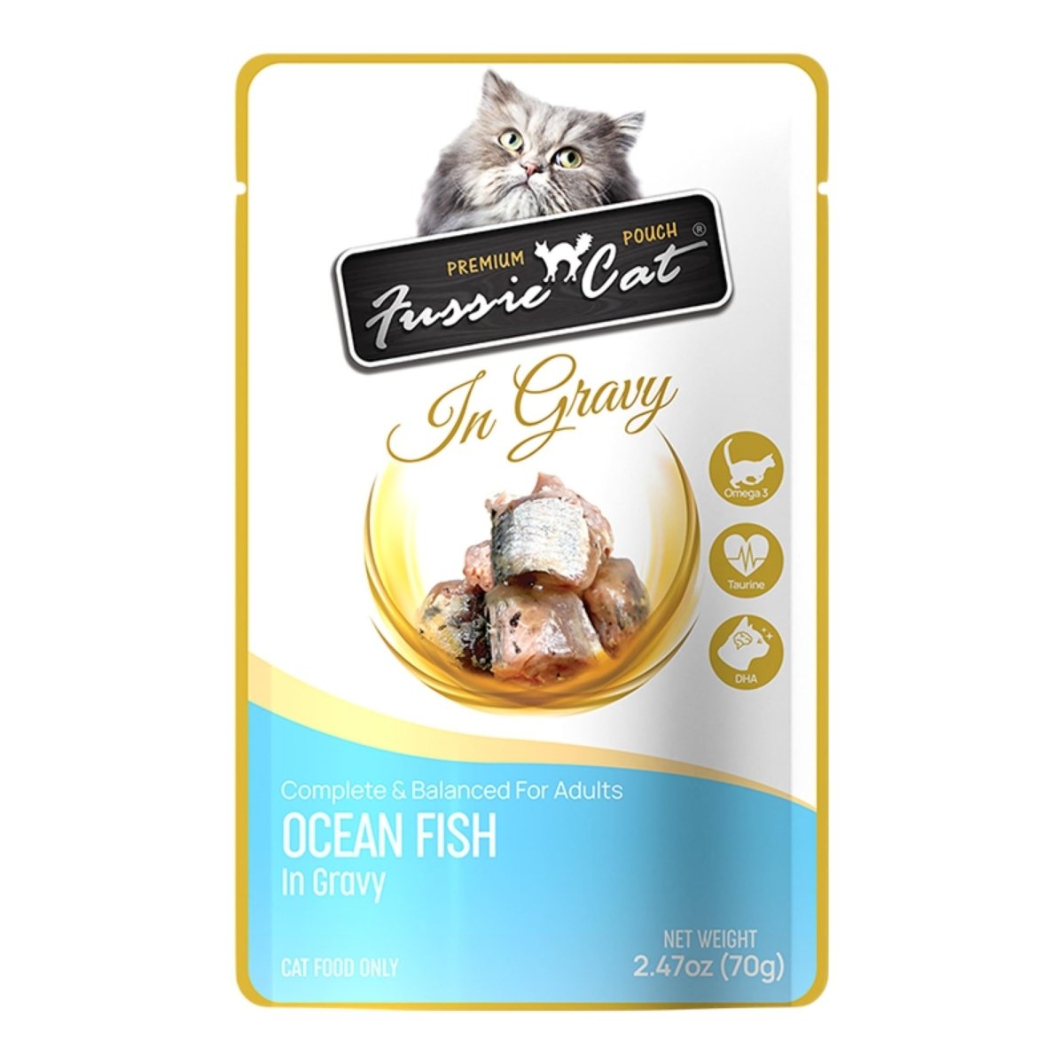 Fussie Cat Premium Oceanfish in Gravy 2.47oz. Pouch - Pets Perfect