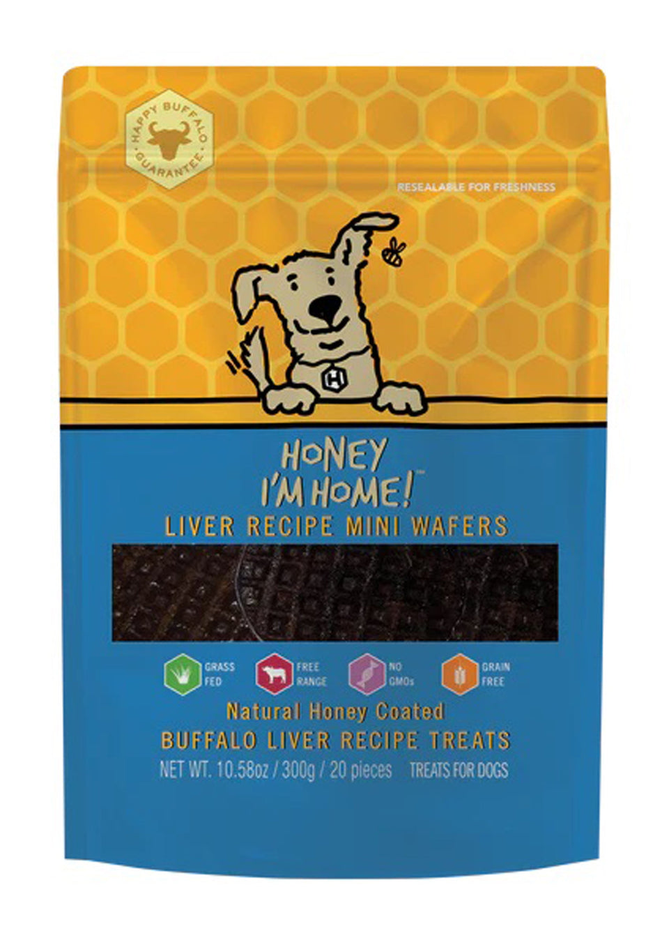 Honey I'm Home Dog Buffalo Liver Wafer Mini 20-Count