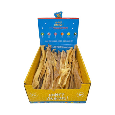 Honey I'm Home Buffalo Collagen Strips - 12 in Natural Dog Chew, 30-Count