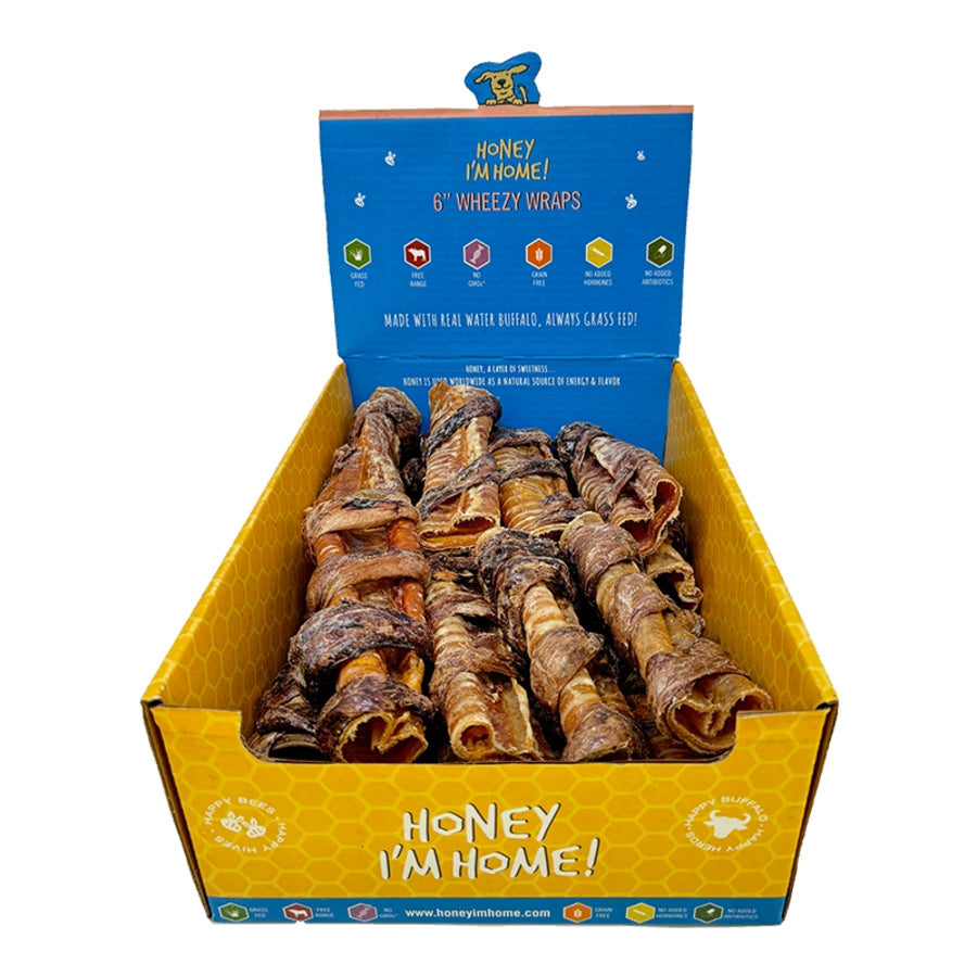 Honey I'm Home Dog Buffalo Trachea Wrapped in Lung 6 in 16-Count