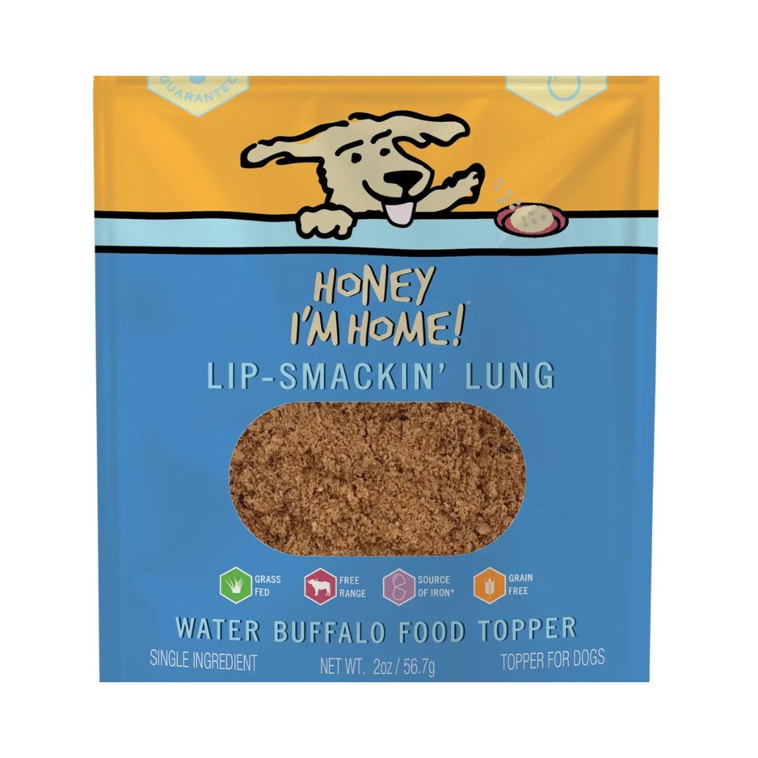 Honey I'm Home Dog Natural Water Buffalo Lip - smakin' Lung Food Topper - Pets Perfect