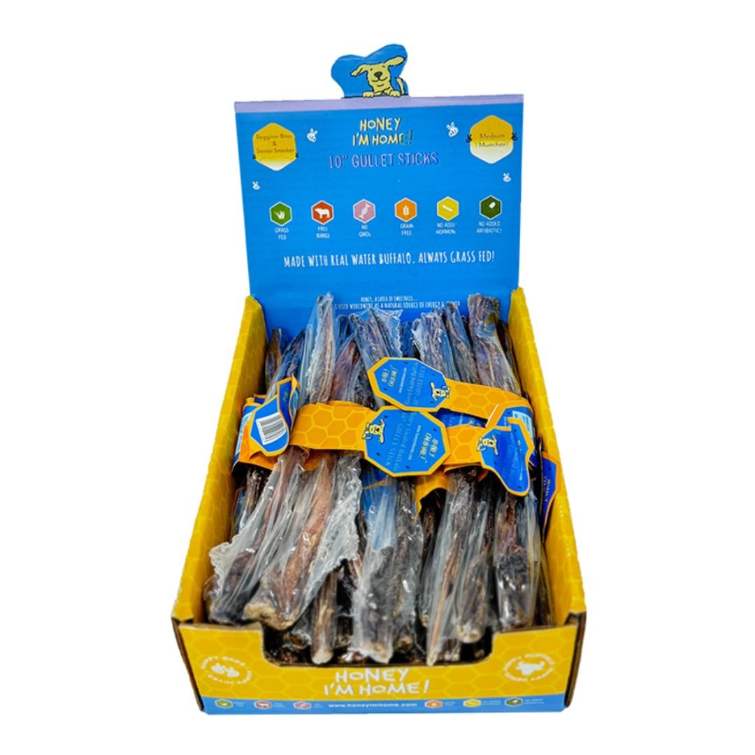 Honey I'm Home Buffalo Gullet Sticks – 10" Grain - Free Chew | Case of 35 - Pets Perfect
