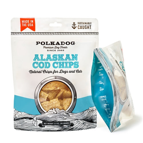 Polka Dog Cod Chips Pouch, 4 oz