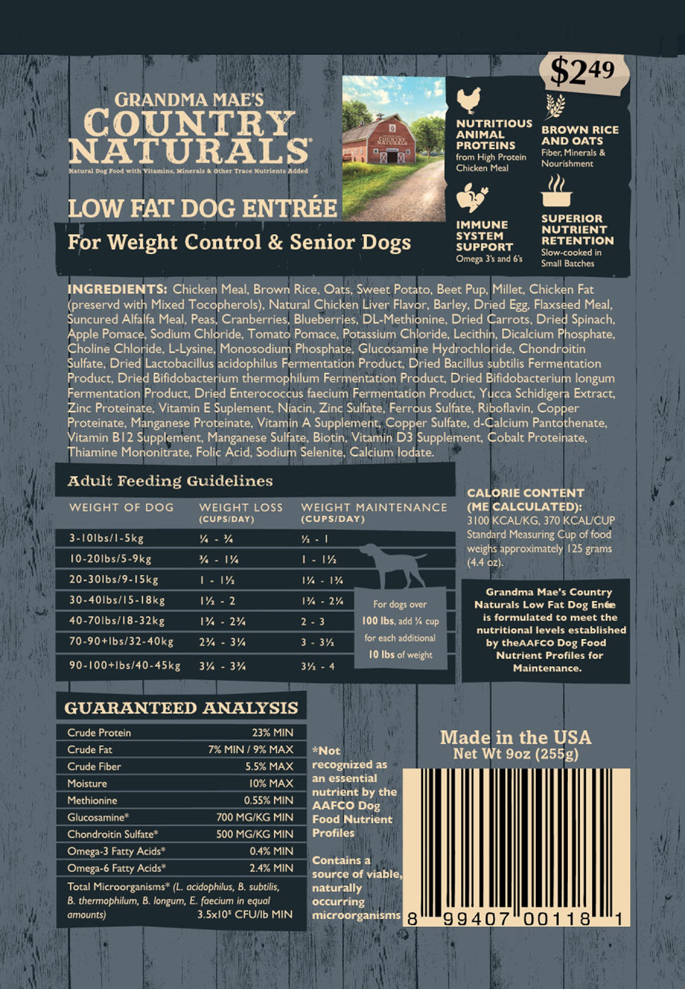 Grandma Mae's Country Naturals Premium All Natural Light/Senior Dry Dog Food Chicken, 14 oz each, Case of 18