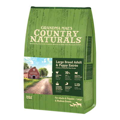 Grandma Mae's Country Naturals Large Breed Adult & Puppy Entrée Dry Dog Food Chicken & Rice 14 lb