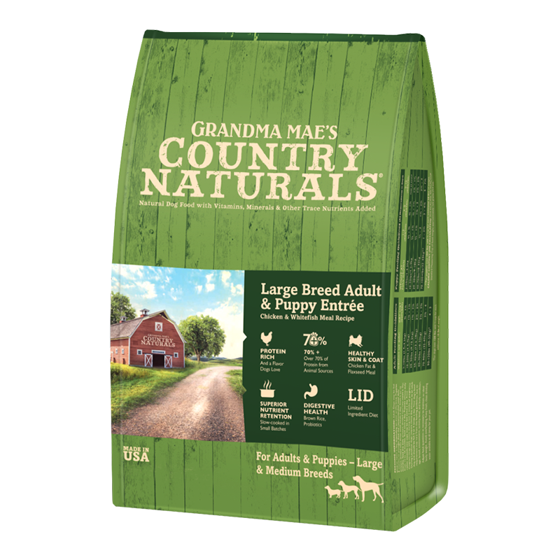 Grandma Mae's Country Naturals Large Breed Adult & Puppy Entrée Dry Dog Food Chicken & Rice 14 lb