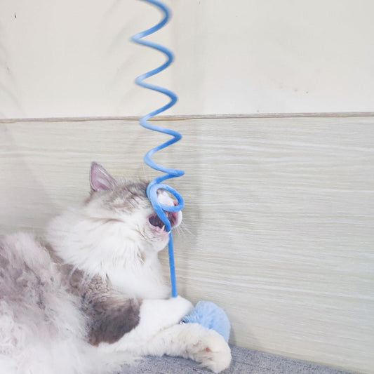 Interactive Plush Cat Toy With Self-Hi Sucker And Spring Rabbit Hair Ball