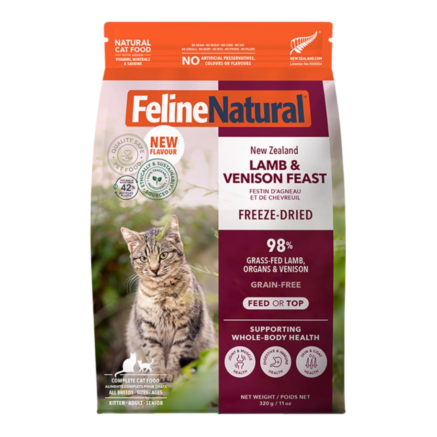 Feline Natural Cat FD GF New Zealand Lamb & Venison Feast 11 oz