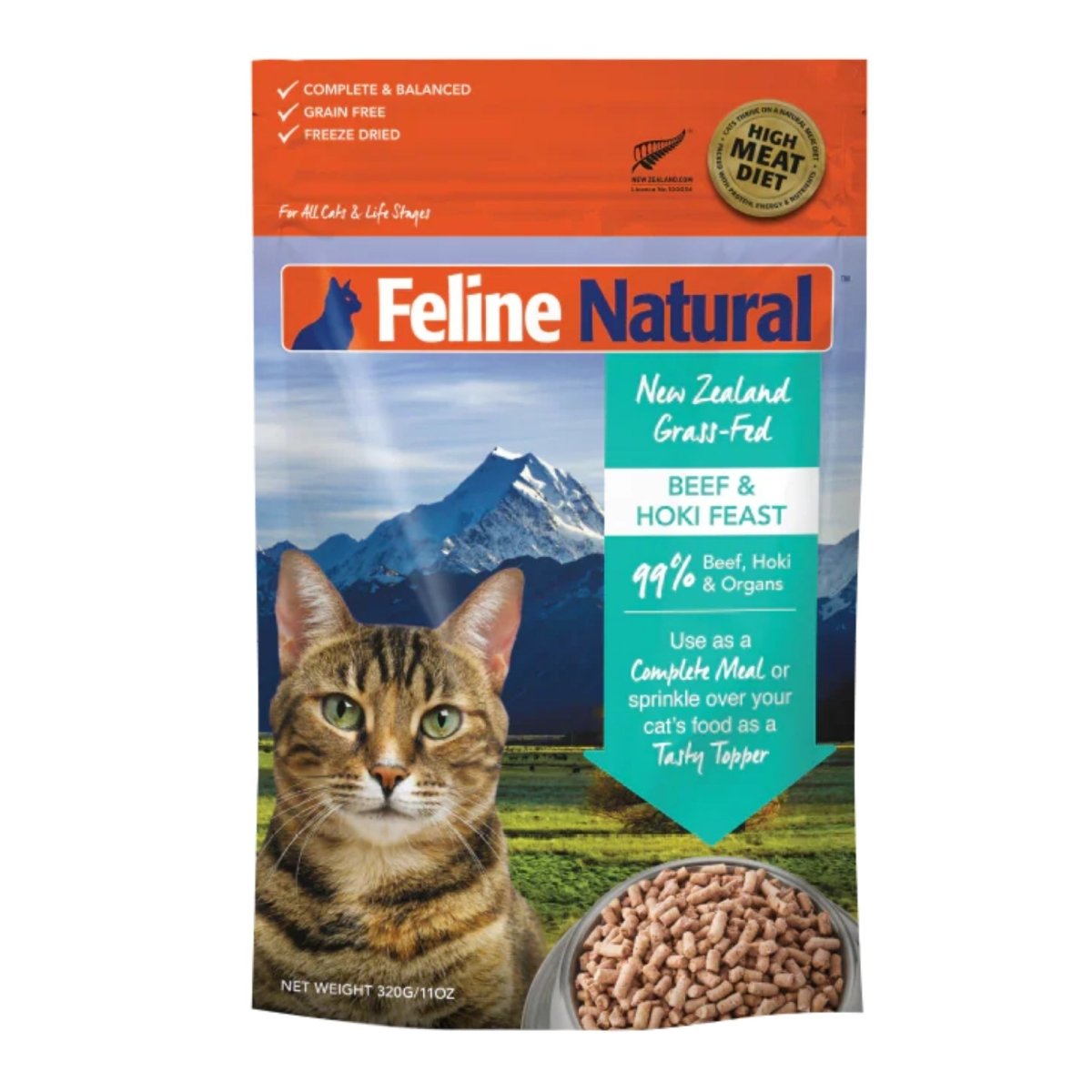 Feline Natural Cat Freeze - Dried Beef Hoki 11oz. - Pets Perfect