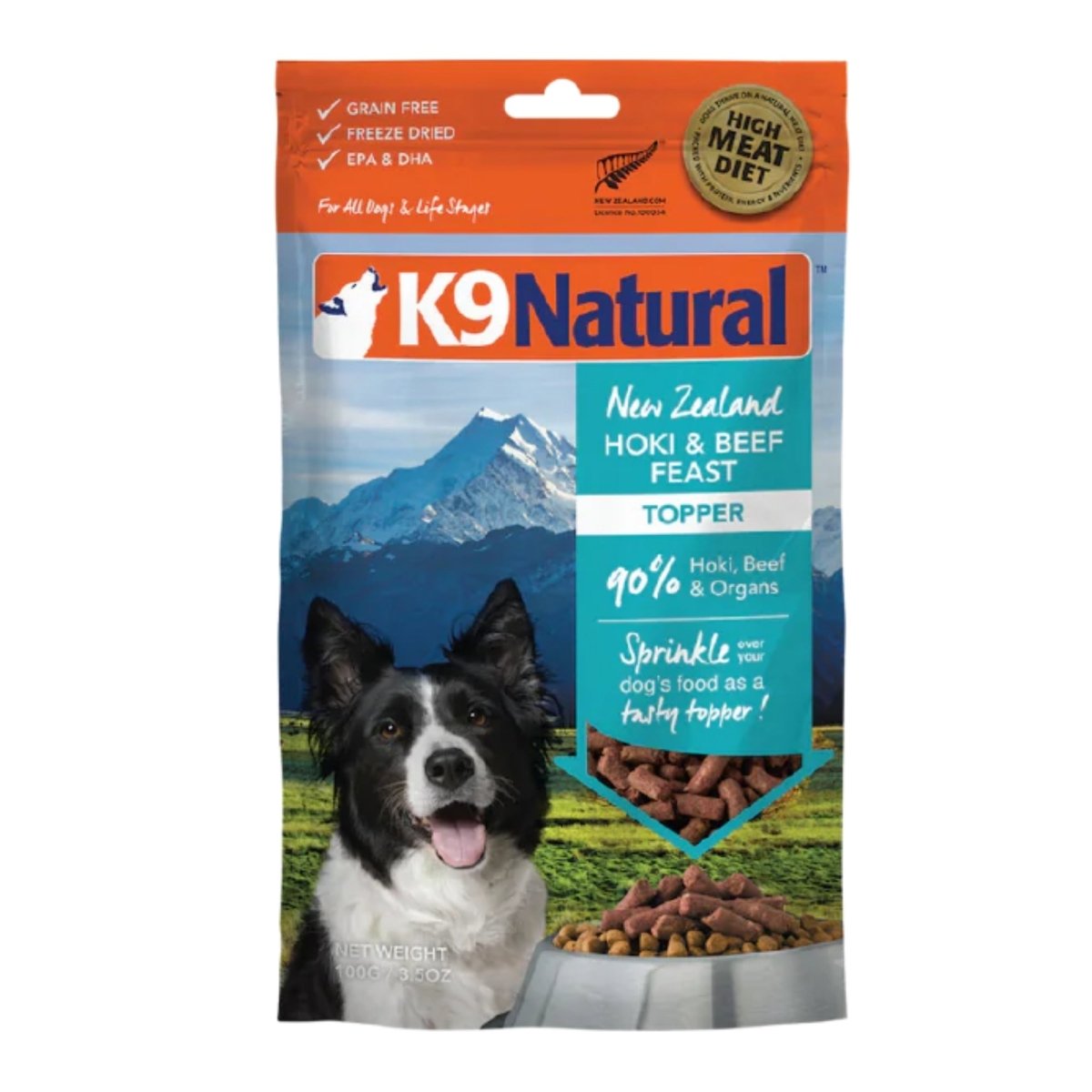 K9 Natural Dog Freeze - Dried Topper Hoki & Beef Topper 3.5oz. - Pets Perfect