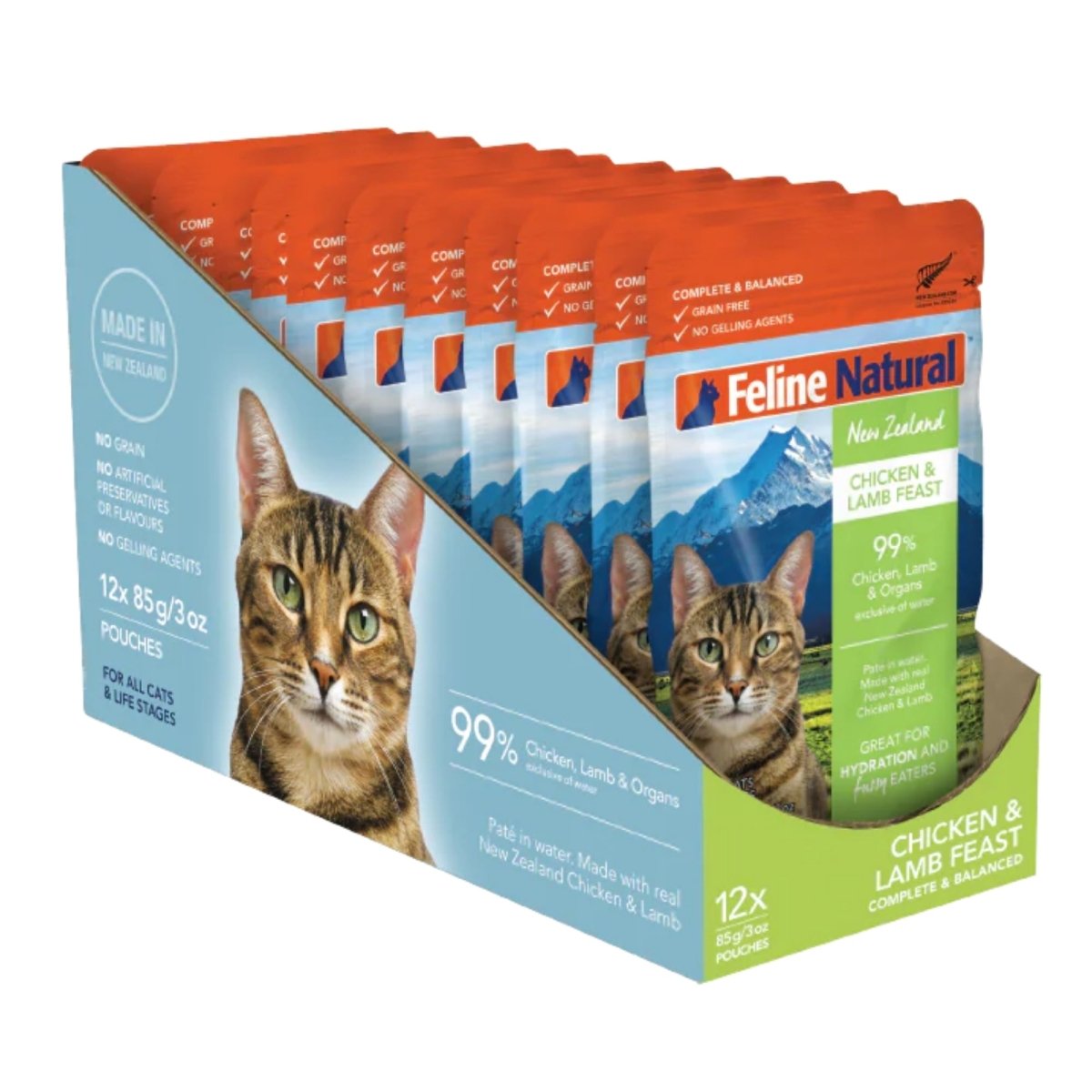 Feline Natural Cat Grain Free Chicken Lamb 3oz. Pouch 12 Pieces (Case of 12) - Pets Perfect