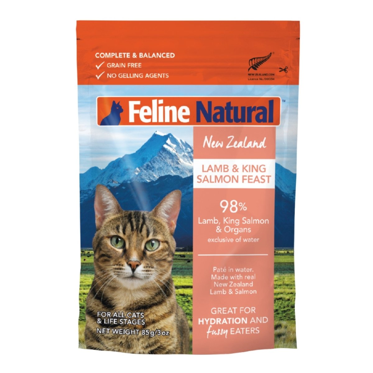 Feline Natural Cat Grain Free Lamb Salmon 3oz. Pouch (Case of 12) - Pets Perfect