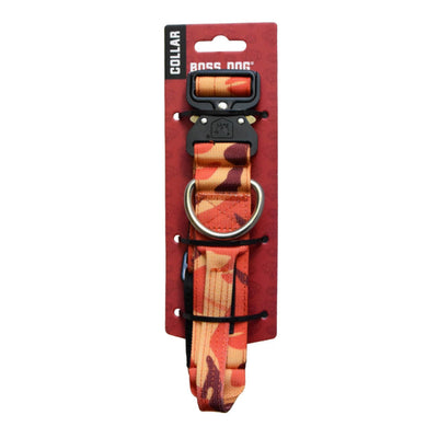 Boss Dog Tactical Adjustable Dog Collar Orange Camo, Medium, 15-18 in