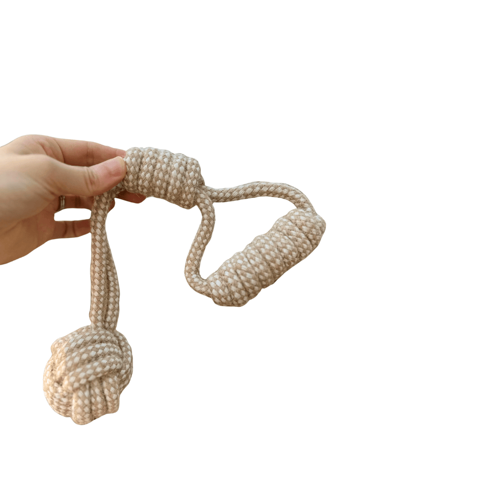 Knotty Pawz Forest Knot Hemp Rope Tug Dog Toy with Handle
