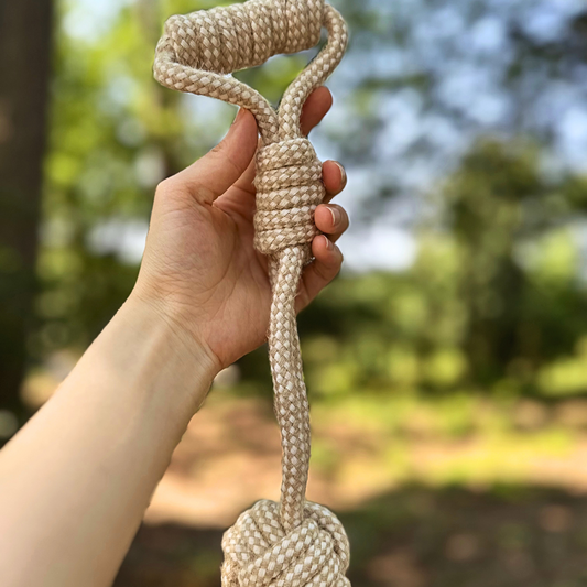 Knotty Pawz Forest Knot Hemp Rope Tug Toy with Handle - Eco-Friendly 12.5" Tug for Medium & Large Dogs