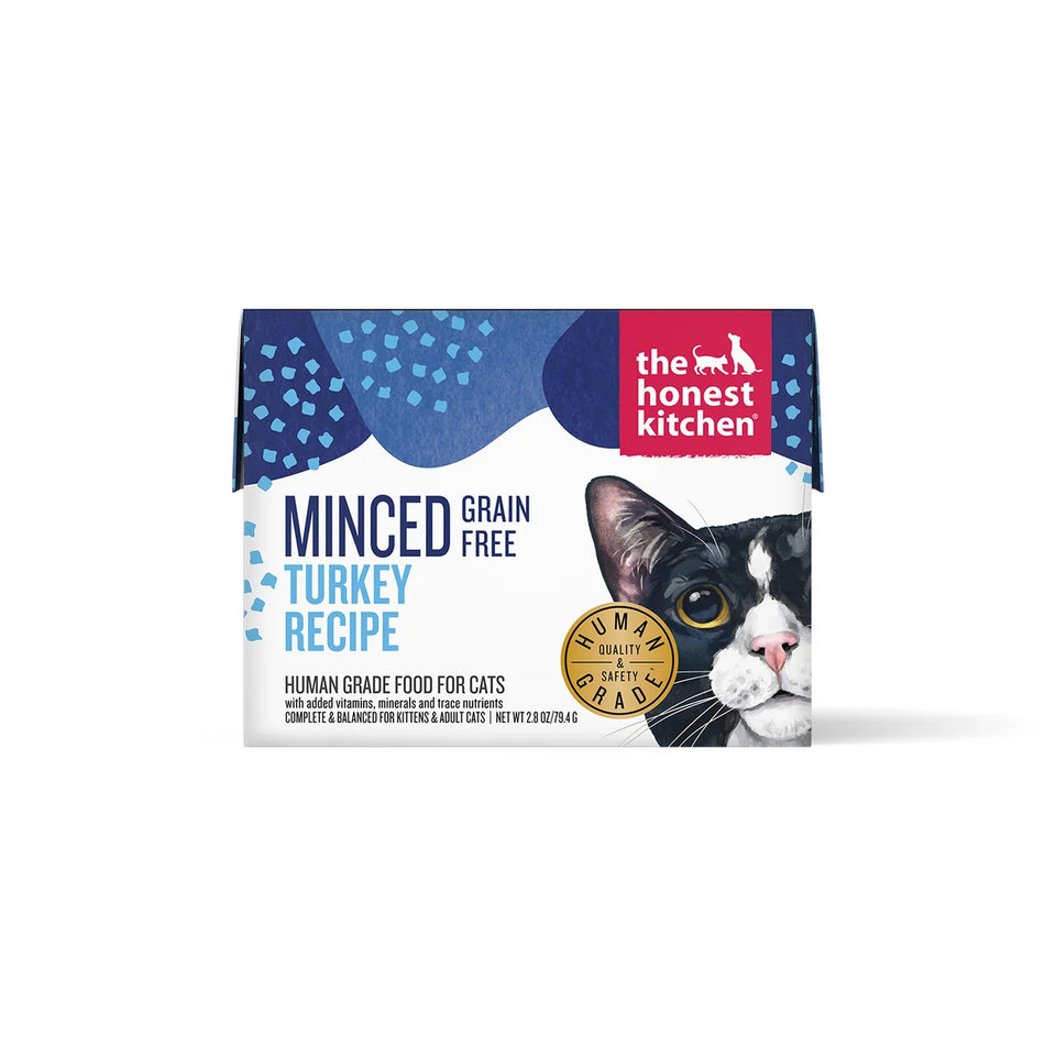 The Honest Kitchen Grain-Free Minced Cat Food - Turkey in Bone Broth Gravy, 2.8 oz, 12 ct