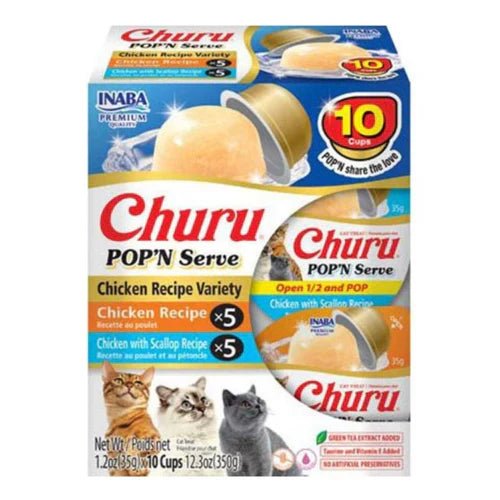 Inaba Churu Pop'N Serve Variety Pack Cat Treat Chicken Variety 12.3oz. - Pets Perfect