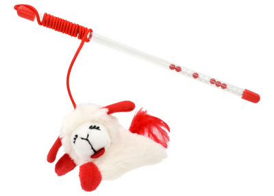 Multipet Lamb Chop Cat Wand with Refillable Catnip 12 in