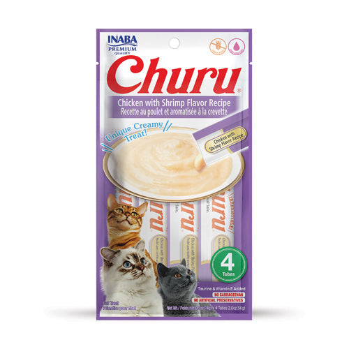 Inaba Churu Puree Cat Treats Chicken/Shrimp, 0.5 oz each, Case of 24