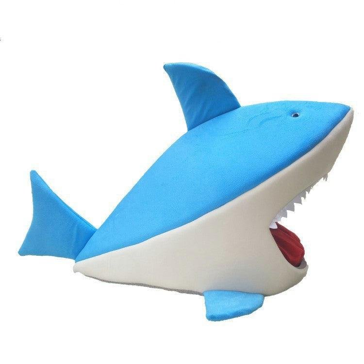 Dog Hugs Cat Shark Haven Pet Bed - Cozy Enclosed Cave for Cats & Dogs - Pets Perfect