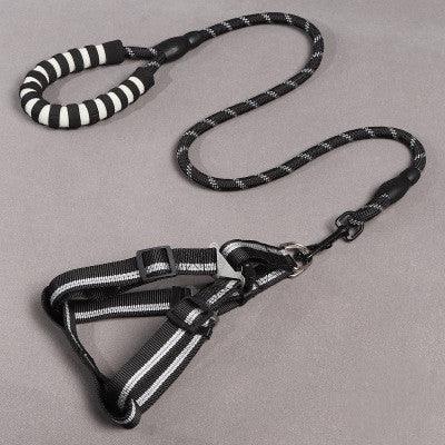 Adjustable Nylon Dog Leash With Chest Harness