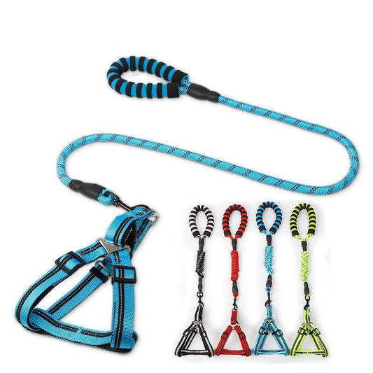 Adjustable Nylon Dog Leash With Chest Harness