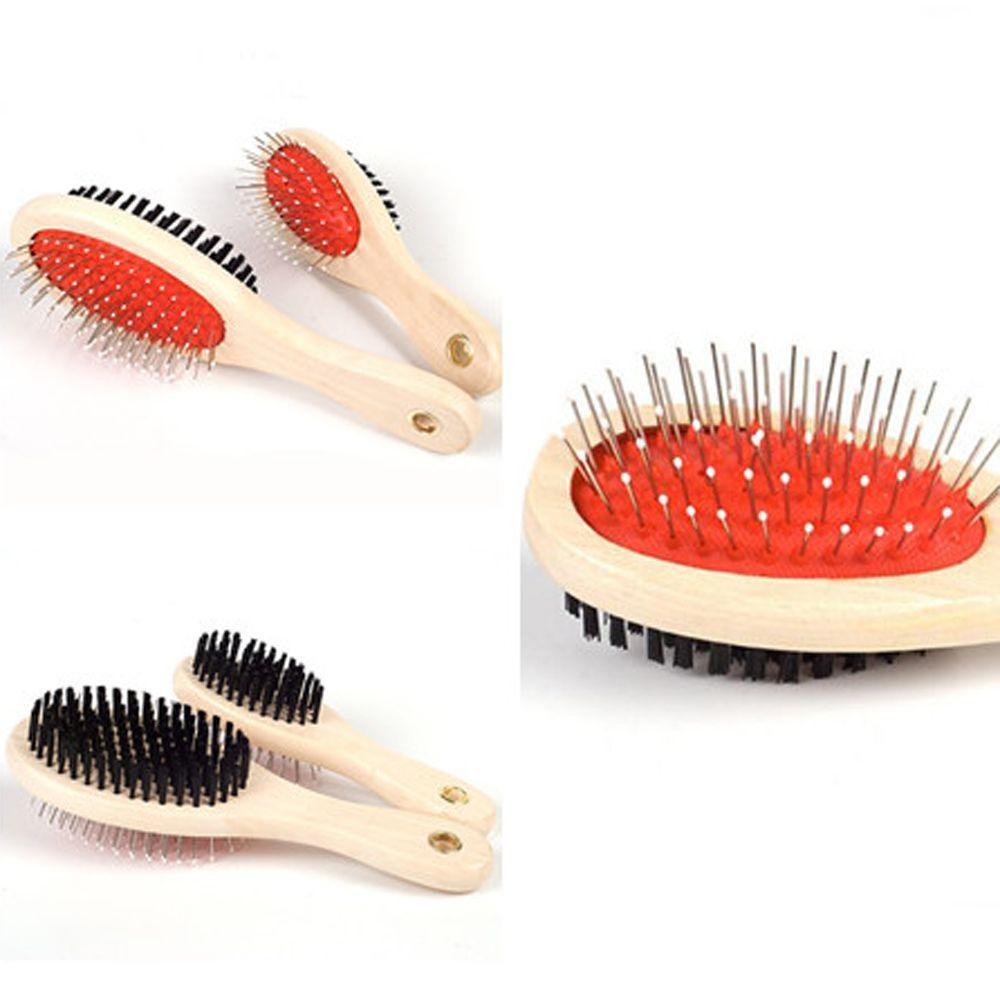 Wooden Handle Dual - Sided Pin Brush & Comb - 2 - in - 1 Grooming Tool for Dogs - Pets Perfect
