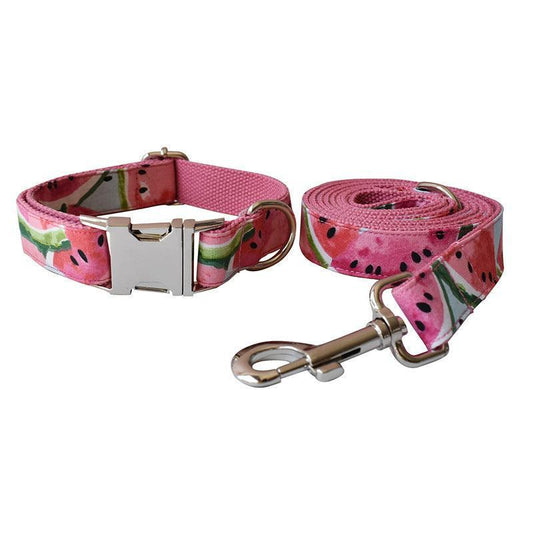 Nature-Inspired Floral Dog Collar and Leash Set - Handmade Nylon with Eco-Friendly Buckle