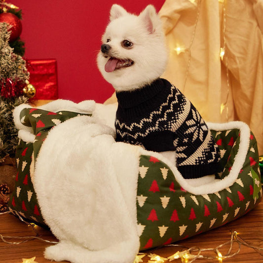 Luxury Festive Pet Haven - Cozy Christmas Sofa Bed For Dogs And Cats
