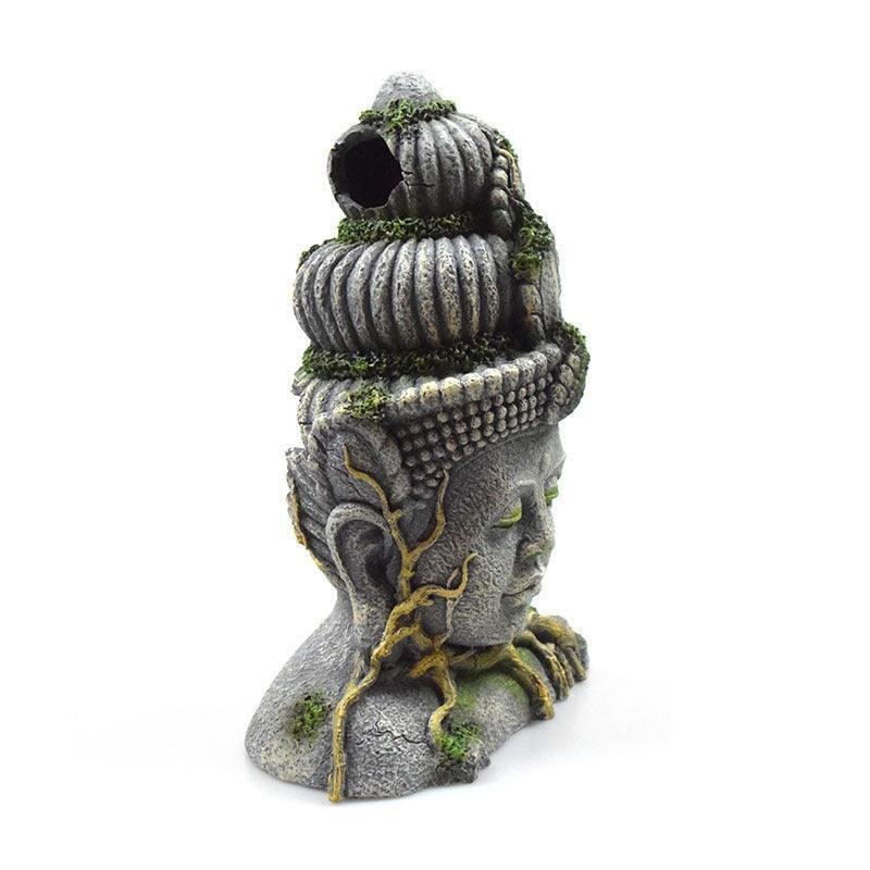 Bodhisattva Head Resin Aquarium Decoration - Stunning Reptile Tank Ornament - Pets Perfect