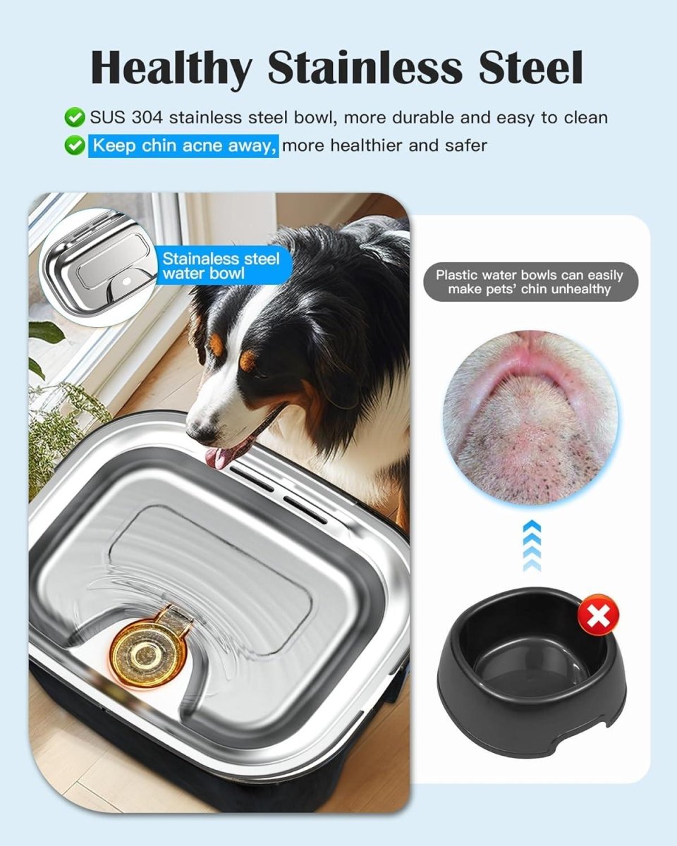 LESOTC 2.6 - Gallon Stainless Steel Dog Water Fountain - Transparent Tank - Pets Perfect