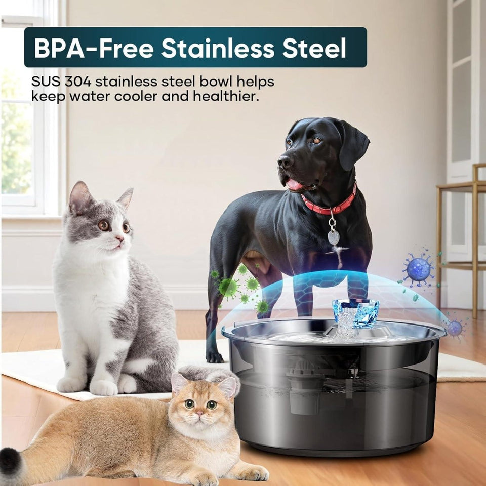 LESOTC 2.6-Gallon Stainless Steel Dog & Cat Water Fountain - 10 Large, view 2