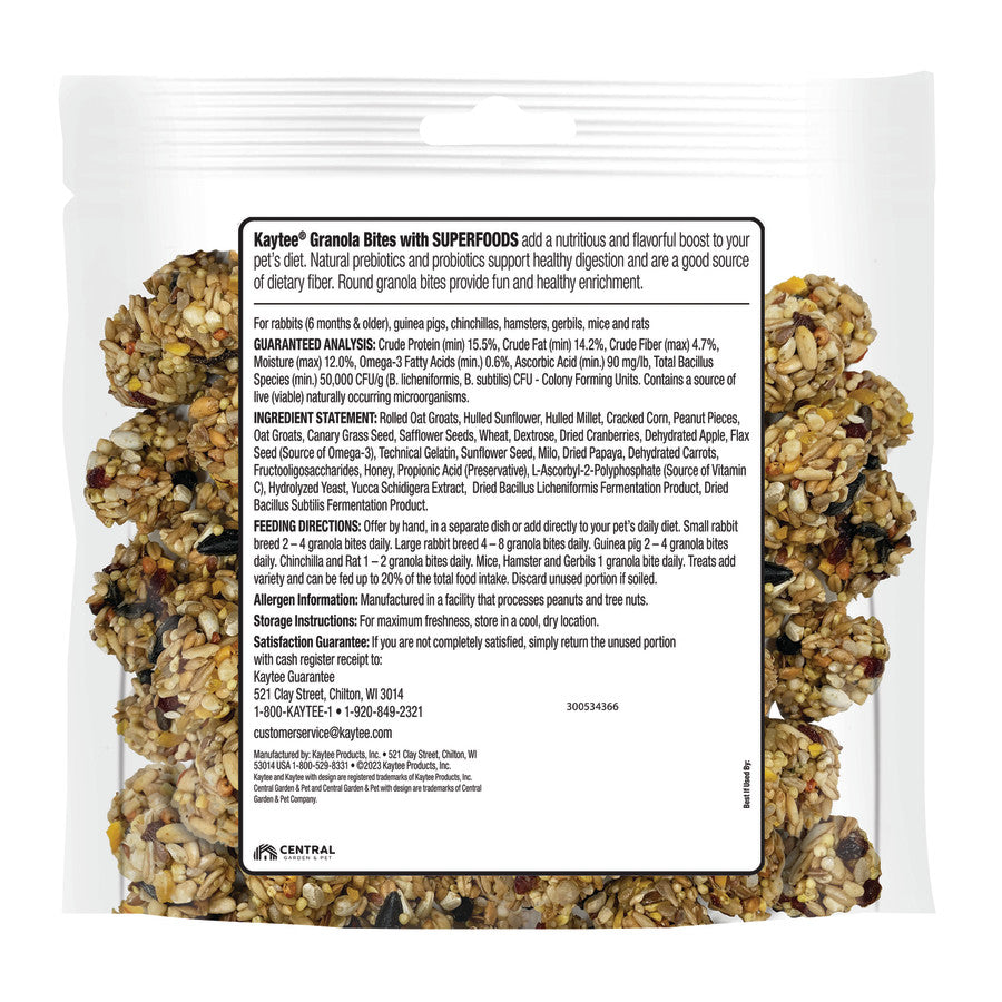 Kaytee Granola Bites with Superfoods Cranberry, Apple and Flax, 4.5 oz