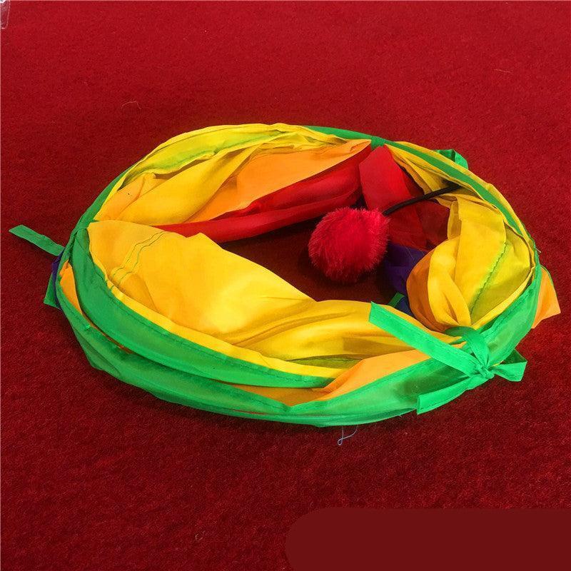 Dog Hugs Cat Colorful Cat Tunnel - 120cm Collapsible Play Tube for Cats - Pets Perfect