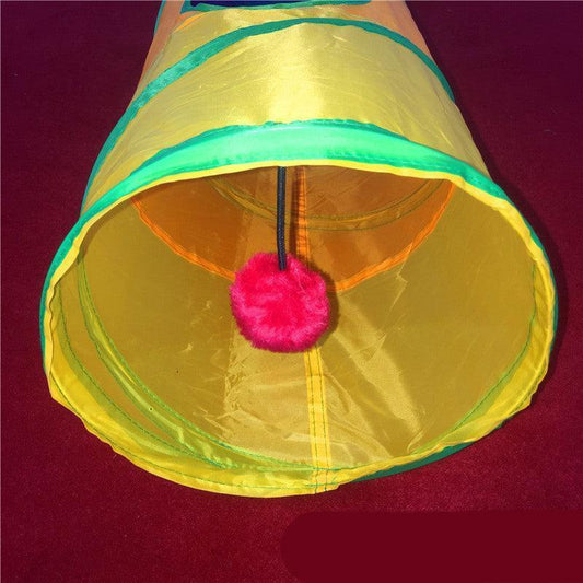 Dog Hugs Cat Colorful Cat Tunnel - 120cm Collapsible Play Tube for Cats
