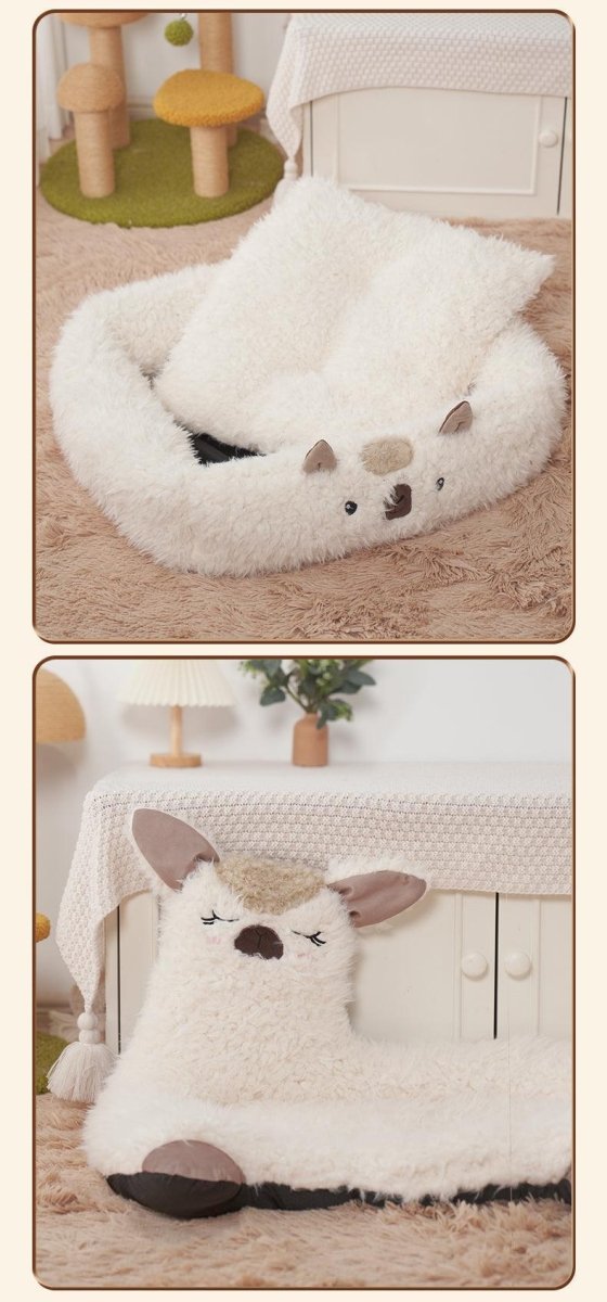Cozy Alpaca Retreat: Cat And Dog Winter Bed With Cushion - Pets Perfect