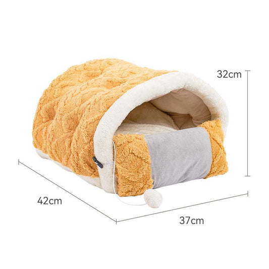 Arctic Velvet Cat Bed - Plush Semi-Enclosed Cave & Sleeping Pad