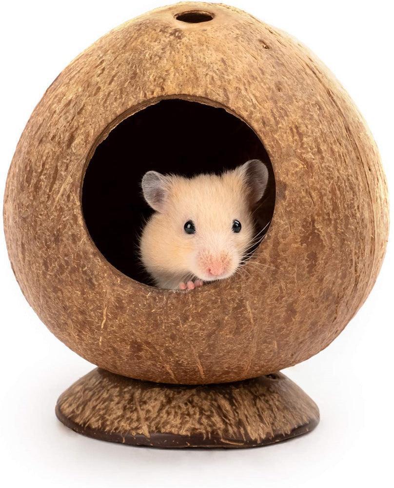 Natural Coconut Shell Pet Hideout - Eco - Friendly Nesting Haven for Small Birds & Rodents - Pets Perfect