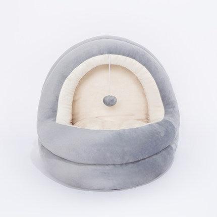 Crystal Velvet Cat Bed - Plush Enclosed Cave with Removable Cushion
