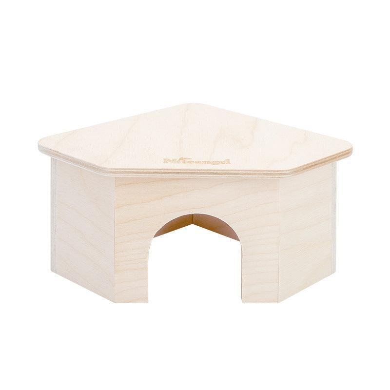 Cozy Woodland Retreat - Wooden Hamster Hideout with Stitching Details - Pets Perfect