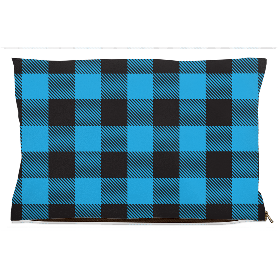 Buffalo Plaid Blue Dog Bed, Water Resistant/18x28 inch