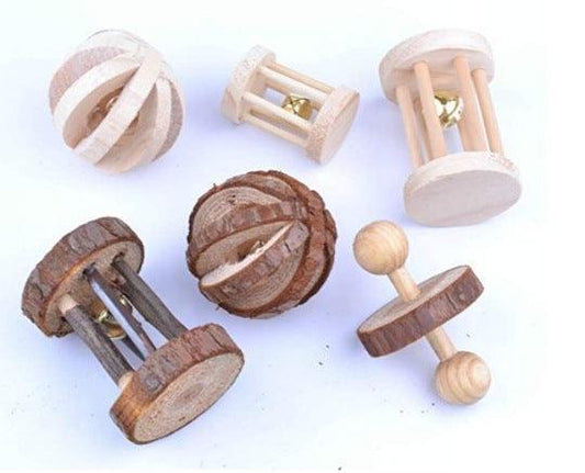 Wooden Pet Toy Combo: Hamster Bunny Parrot Cat Dog Molar Fun!.