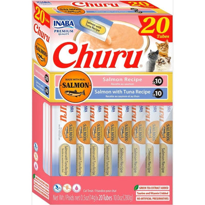Inaba Churu Puree Cat Treats Variety Box Salmon/Tuna .5 oz. 20 ct