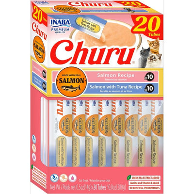 Inaba Churu Puree Cat Treats Variety Box Salmon/Tuna .5 oz. 20 ct